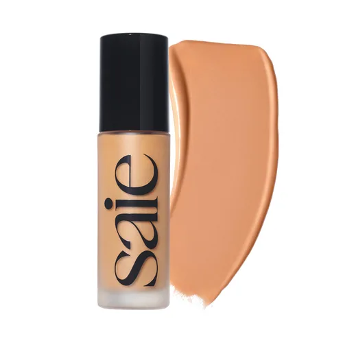 Vista 18 de Saie Glowy Super Skin Tint Base Líquida - Base Sin Peso + Luminosa con Cobertura Media Ligera - Maquillaje Facial Hidratante + Suero para el Cuidado