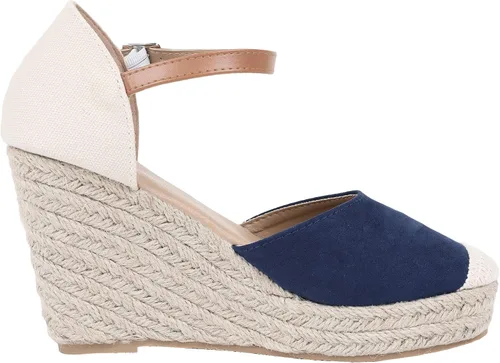 Vista 6 de FISACE - Alpargatas de verano para mujer, sandalias de plataforma, con hebilla en el tobillo y puntera cerrada