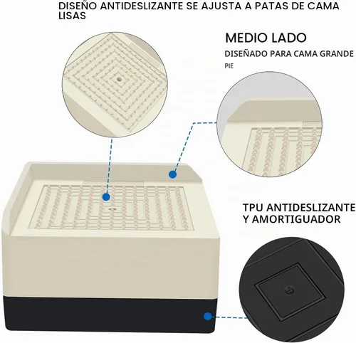 Vista 2 de ANNKUT Elevadores de Cama de 1.5 pulgadas, Bloques Elevadores Cuadrados Ajustables para Cama, Sofá, Mesa y Elevación de Sofá, Soporte de Trabajo 1.5