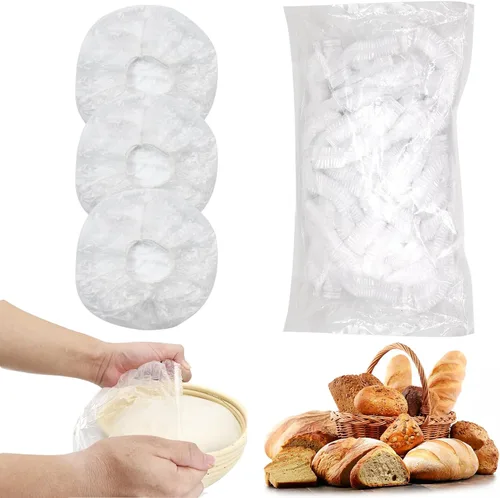Vista 8 de 120 piezas de tapas de ducha para pan de masa madre, cubiertas reutilizables para boles para fermentación, cubiertas de pan de plástico con elástico