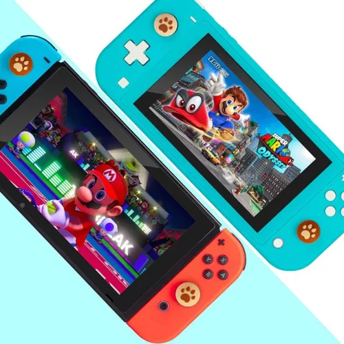 Vista 4 de Tapas de silicona para el pulgar, diseño ergonómico de palanca de manillar, para Nintendo Switch NS Joy ConSwitch Lite Controller marrón