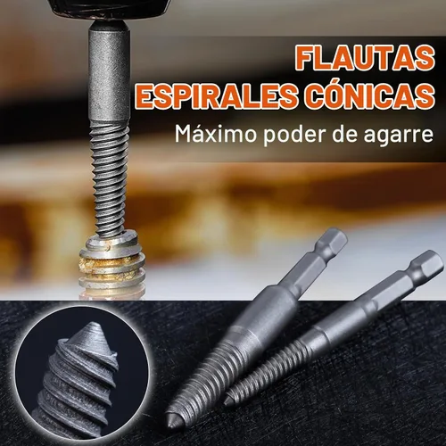 Vista 3 de Juego de 11 extractores de tornillos fáciles de sacar, kit de broca de mano izquierda con revestimiento de titanio y extractor de pernos