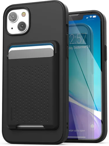 Vista 2 de ENCASED Juego de funda 3 en 1 para iPhone 14 Plus con tarjetero y protector de pantalla (compatible con MagSafe), color negro