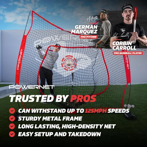 Vista 2 de PowerNet Baseball Softball Practice Net 7x7 with Baseball Accessories for Practice Pitching, Batting & Fielding, Ball Caddy, Weighted Baseballs, Tee