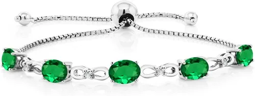 Vista 91 de Gem Stone King Pulsera de tenis de diamantes cultivados en laboratorio con piedra natal de 3-6 quilates para mujer, plata de ley 925, ovalada