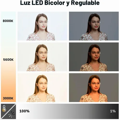 Vista 5 de Pixel K80 Iluminación de fotografía bicolor con control remoto, paquete de 2 unidades de 45 W 3200K-5600K luz de video LED regulable, luz de panel