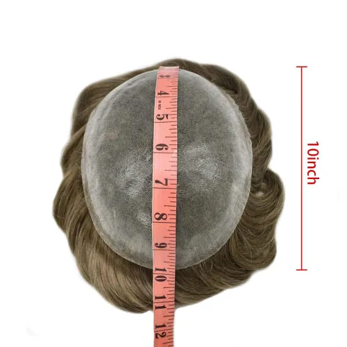 Vista 321 de Toupee para hombre 100% cabello humano real tupé para hombres 0.004 in piel de poliuretano para hombre, sistema de reemplazo de piezas de pelo