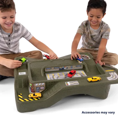 Vista 8 de Título: Mesa de Pista de Carreras de Coches Simplay3 Monster City Extreme Wheels - Mesa de Juego Portátil de 2 Lados para Niños con 2 Camiones