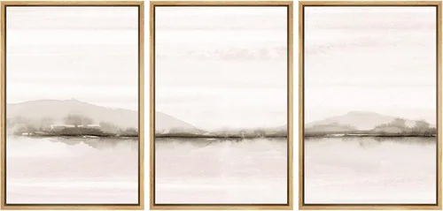 Vista 139 de SIGNWIN Lienzo enmarcado para pared, juego de arte tranquilo con reflejo de lago, acuarela, montaña y agua, ilustraciones modernas, arte abstracto