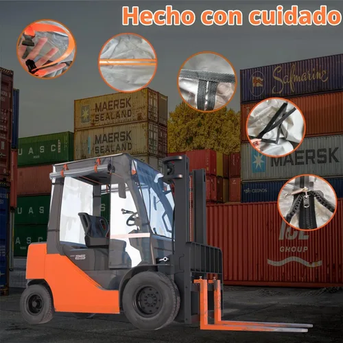 Vista 5 de Funda para carretilla elevadora, protección para todo tipo de clima, ajuste universal para 6000 libras, EVA impermeable, tela plateada