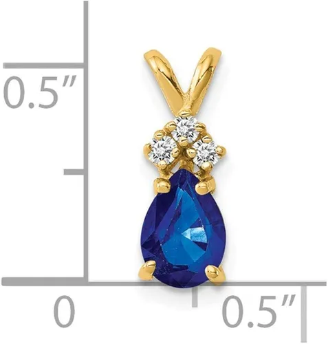 Vista 2 de Dije colgante de diamantes de piedras preciosas de septiembre de oro amarillo sólido de 14 quilates de 0276 x 0197in 006 quilates Metal Diamante
