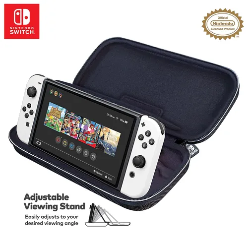 Vista 3 de Game Traveler Nintendo Switch Deluxe OLED Case - Also for Switch & Switch Lite, White Ballistic Nylon, Viewing Stand & Bonus Game Cases, Deluxe