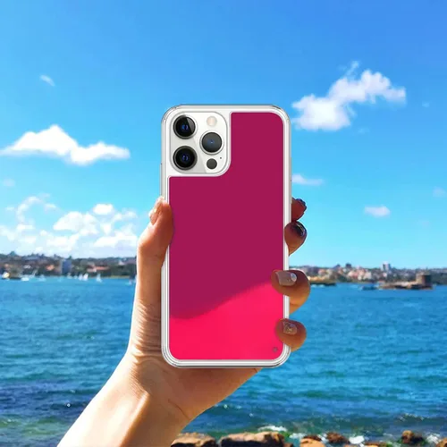 Vista 6 de Losin Funda Quicksand – Lujo que brilla en la oscuridad Noctiluncent Liquid Luminous Sand Hard PC + funda de TPU suave para iPhone 13 Pro Max de 6.7