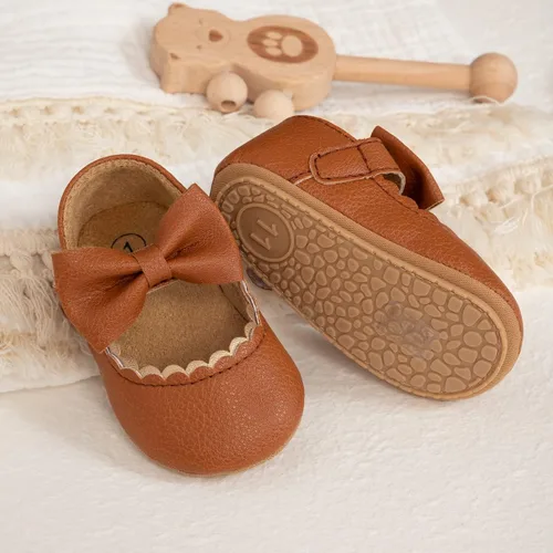 Vista 3 de Meckior Zapatos deportivos para bebé y niñas, suela suave, con lazo, princesa, vestido de boda, Mary Jane, planos, para recién nacidos, ligeros