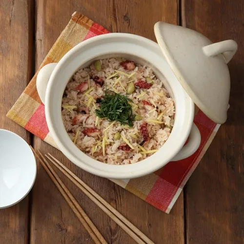 Vista 6 de Olla japonesa Donabe Cocer de arroz, 3 Go, 2200 cc, color blanco