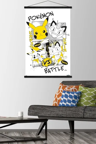 Vista 2 de Trends International Pokémon - Póster de pared de anime de batalla con marco magnético