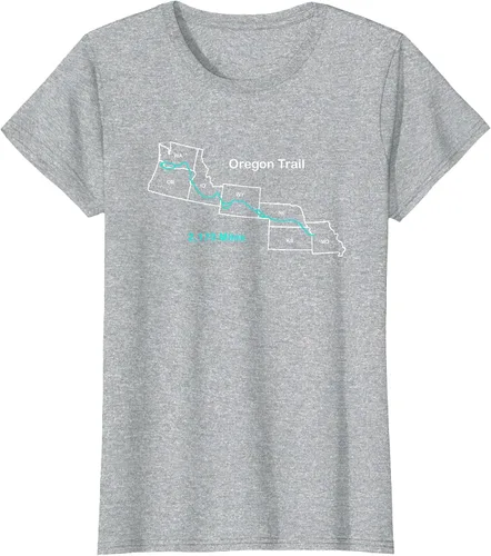 Vista 66 de Route Map of The Oregon National Historic Trail T-Shirt Asphalt Grey