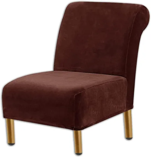 Vista 23 de Funda para silla decorativa sin brazos, de terciopelo elástico, extraíble, lavable, protector moderno de muebles con parte inferior elástica