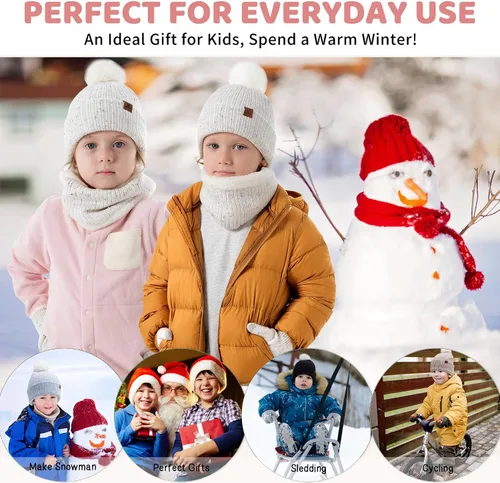 Vista 4 de Toddler Kids Winter Hats Gloves Scarfs Beanie Mittens Neck Warmer for 0 6 12 Months 1 2 3 4-8 Year Old Baby Girls Boys Gifts