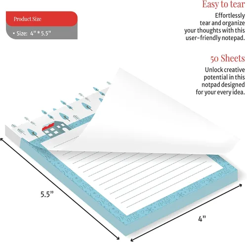 Vista 3 de easykart labels Bloc de notas de Navidad con temática de invierno Blocs de notas navideños, 200 hojas - 4 diseños, 4.0 x 5.5 pulgadas