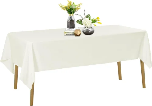 Vista 60 de Mantel de poliéster lavable de 132 pulgadas, resistente a las manchas y a las arrugas, mantel decorativo para mesa de comedor, fiestas de bufé