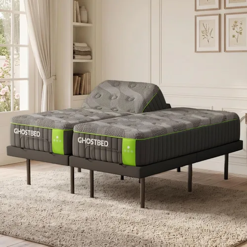 Vista 15 de Cama ajustable GhostBed con colchón híbrido de 12 pulgadas en una caja, tamaño Queen
