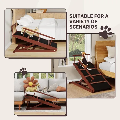 Vista 6 de Dog Ramp for Bed Small Folding Pet Ramp for Dogs 40''walnut