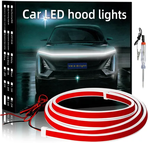 Vista 10 de YM E-Bright Tira de luz LED para capó exterior, impermeable, flexible, DRL, dinámico, para arranque, luces de circulación diurna para automóvil