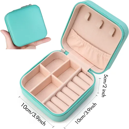 Vista 6 de Aoney Estuche de joyería de viaje, organizador de joyas pequeño, cajas de joyería para mujer, organizador de collares, bonita caja de joyería
