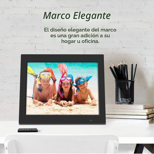 Vista 2 de Aluratek ADPF08SF - Marco de fotos digital LCD de 8 pulgadas, con presentación automática de dispositivas, entrada USB y compatibilidad con tarjeta