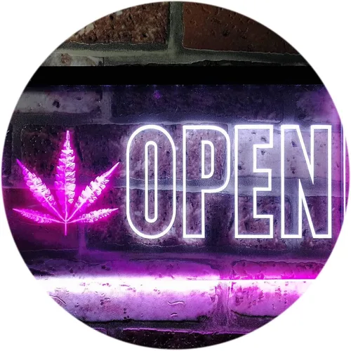 Vista 16 de ADVPRO Open Marijuana Hemp Leaf High Life Dual Color LED Neon Sign Blue & Red 12" x 8.5" st6s32-j0791-br
