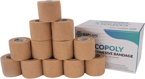 Vista 13 de Vendajes cohesivos autoadherentes, 6 unidades de 2 pulgadas x 5 yardas, cinta médica, rollos no tejidos adhesivos flexibles y transpirables