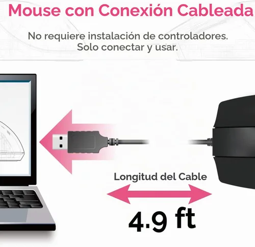 Vista 7 de ELECOM - Marca japonesa- Conexión por cable, mouse básico 3D-CAD, sin rueda de desplazamiento, mouse de computadora de 3 botones con seguimiento