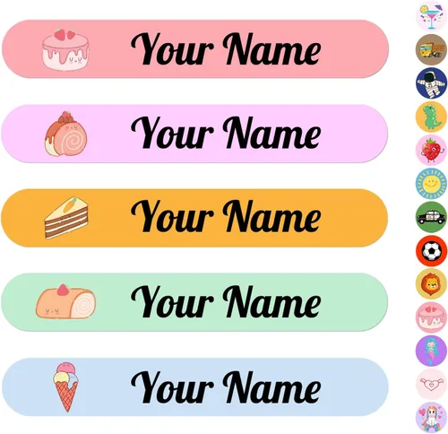 Vista 14 de 100 calcomanías de nombre personalizadas para niños, etiquetas de nombre personalizadas para suministros escolares, guardería, etiquetas
