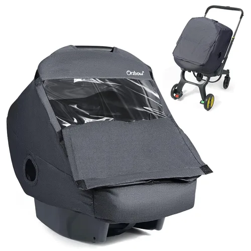 Vista 10 de Cubierta de invierno para asiento de bebé con ventana transparente, cubierta universal para asiento de coche con ventana con cremallera y Negro