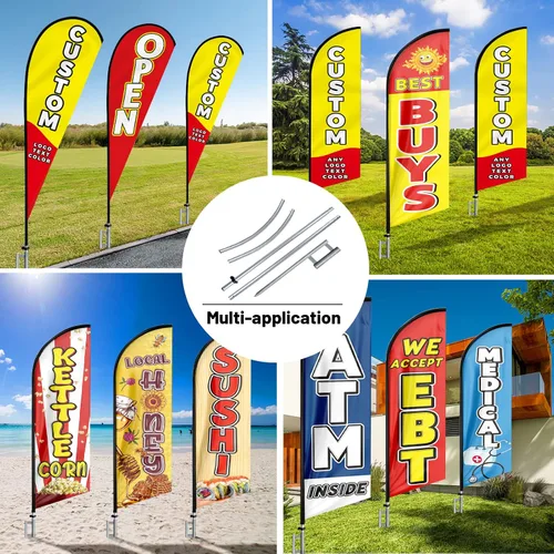 Vista 7 de Swooper - Juego de mástil de bandera de plumas y punta de tierra, juego de asta de bandera Swooper de 11 pies para publicidad de bandera de plumas