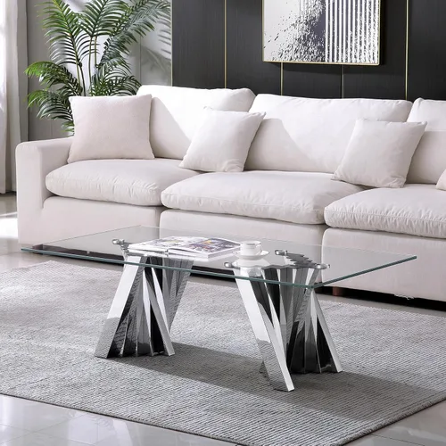 Vista 38 de Mesa auxiliar de cristal dorado de lujo, moderna mesa de centro cuadrada para sofá con base de acero inoxidable con espejo brillante, mesa de noche