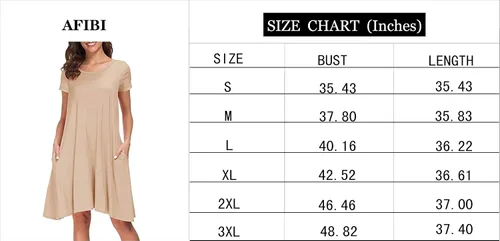 Vista 5 de Afibi Bolsillos sueltos de manga corta para mujer vestidos casual