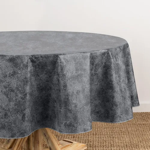 Vista 2 de Elrene Home Fashions Mesa Marble - Mantel de vinilo resistente al agua y a las manchas con reverso de franela, 60 pulgadas x 84 pulgadas, ovalado