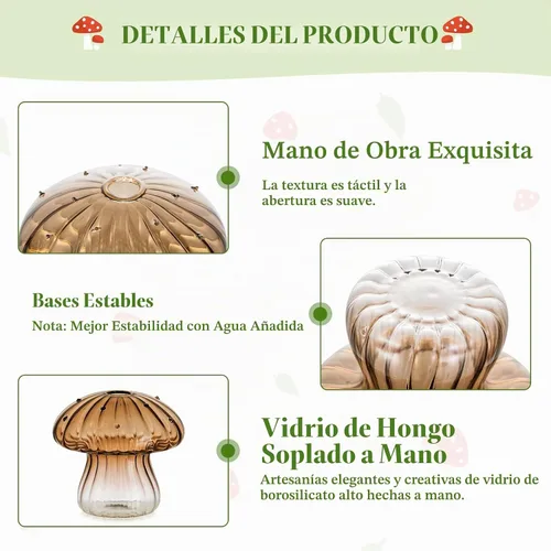 Vista 6 de Glasseam Jarrón de Seta de Cristal Ámbar: Lindo Juego de Jarrones Pequeños para Flores de 5 Jarrones Únicos Mini para Capullos para Centros de Mesa