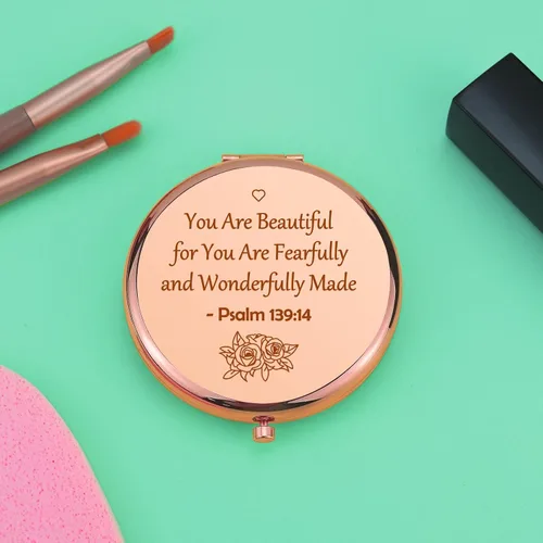 Vista 5 de Regalos cristianos inspiradores, versículos, regalos religiosos para niñas, hermanas y amigas, regalo de aliento para bautismo, espejo de maquillaje