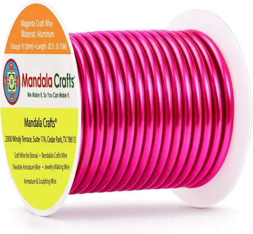 Vista 84 de Mandala Crafts - Alambre de aluminio anodizado de calibre 22 para hacer joyas - 137.2 m de alambre flexible surtido y coloreado - Doble para bonsái
