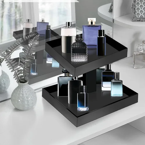 Vista 4 de YAGELI Organizador de Perfumes Negro para Hombres - Estante Organizador de Colonias Acrílico de 2 Niveles para Hombres, Almacenamiento de Tocador