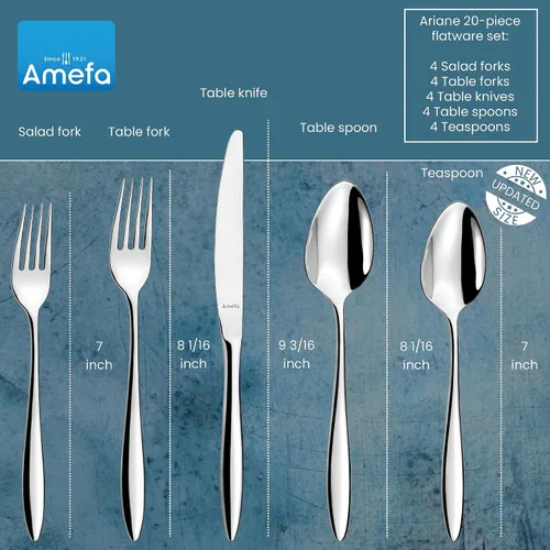 Vista 2 de Amefa Ariane - Juego de cubiertos (20 unidades), color plateado