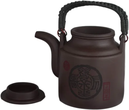 Vista 3 de Yixing Zisha - Olla de té de arena morada de arcilla morada, tetera Zi Sha, 5 pulgadas de alto
