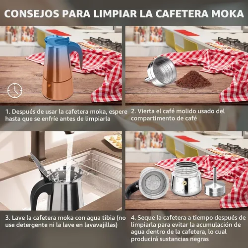 Vista 8 de Olla de Moka de 2 Tazas 100ml, Cafetera de Espresso de Acero Inoxidable, Cafetera de Percolador para Estufa, Cafetera Italiana de Estilo Clásico