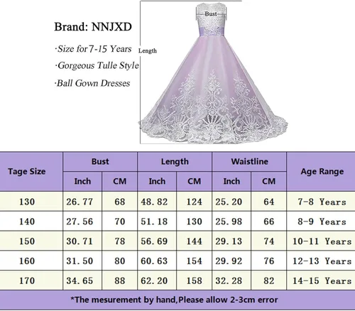 Vista 7 de NNJXD - Vestido largo de tul para niñas