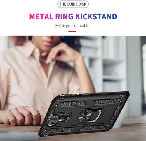 Vista 3 de Funda para Redmi Note 8 Pro M1906G7I con protector de pantalla de vidrio templado, [grado militar] Soporte magnético para anillo de automóvil