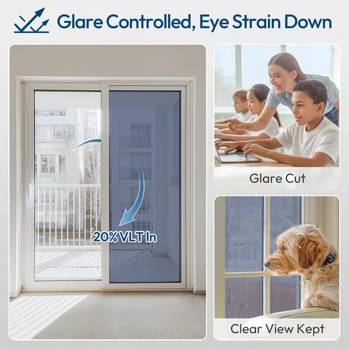 Vista 63 de rabbitgoo - Película de privacidad para ventanas con diseño de arco iris y vidrio manchado, patrón de diamante, calcomanía no adhesiva con tinte
