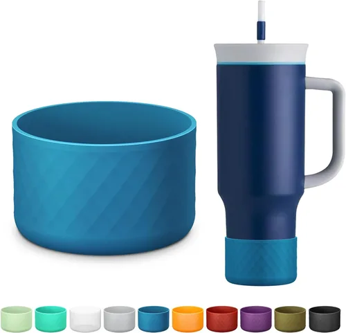Vista 8 de Manga de silicona para el vaso Owala de 40 oz con asa, funda protectora antideslizante para accesorios de vasos térmicos de acero inoxidable